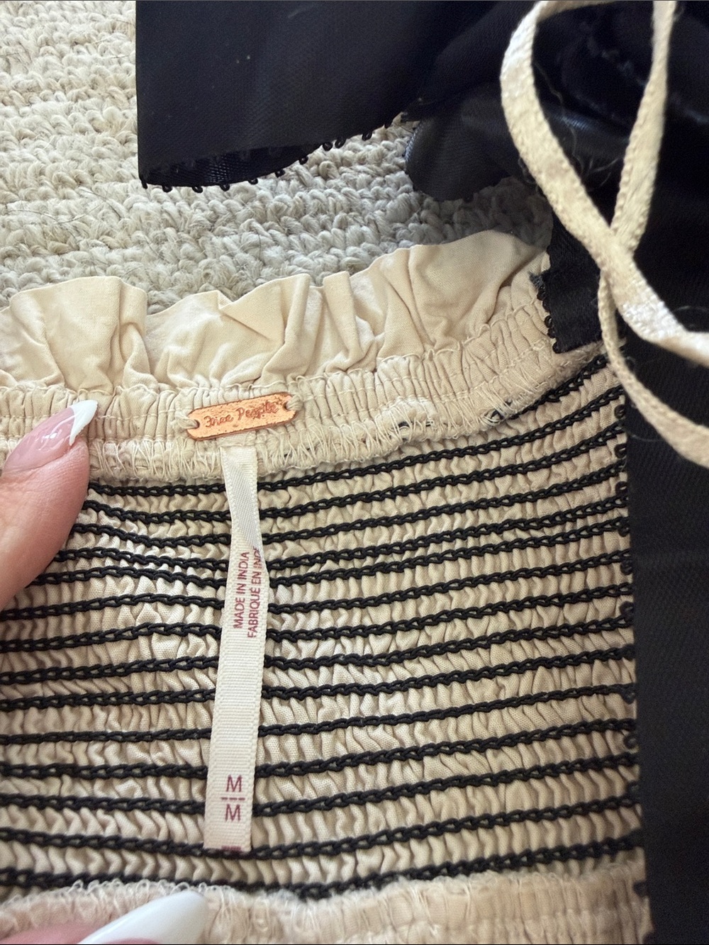 Free people Cream Tiered Sundress with Black Tie Straps - Picture 2 of 3